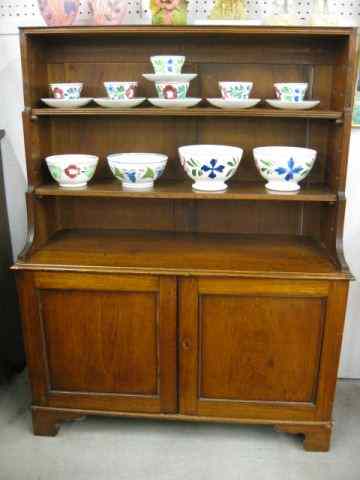 Appraisal: th Century Diminutive Stepback Cupboardshelves over double doors '' tall