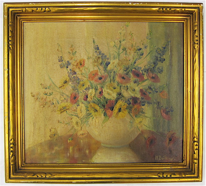 Appraisal: MARJORIE BOETHING OIL ON CANVAS California - Floral still-life Image