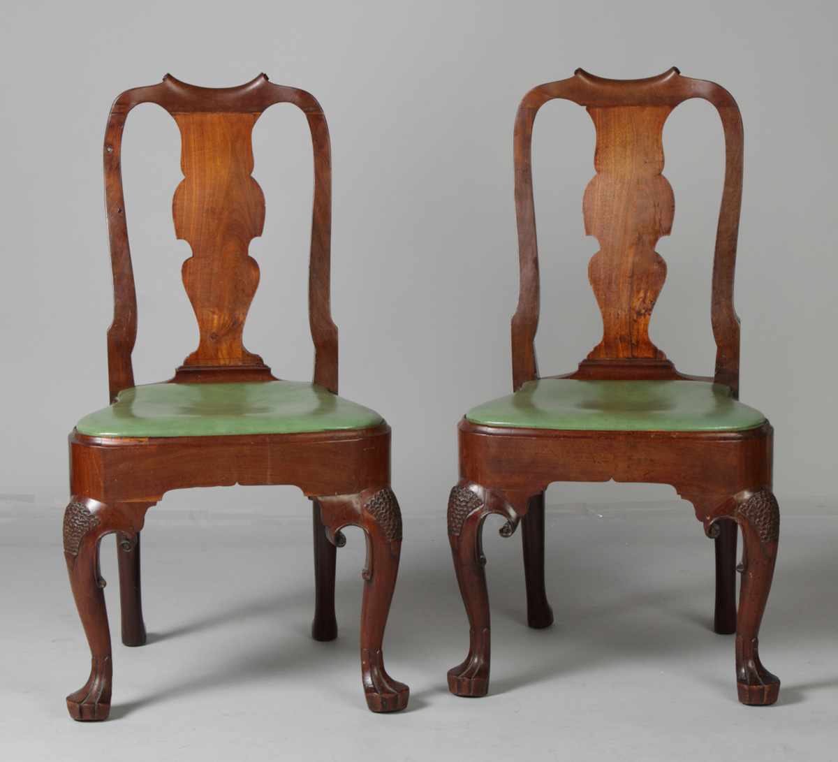 Appraisal: Queen Anne Mahogany Side Chairs th Cent Balloon seat carved