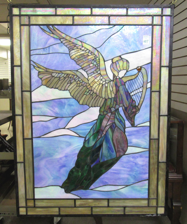 Appraisal: BARBARA CAROL PICTORIAL STAINED AND LEADED GLASS WINDOW PANEL an