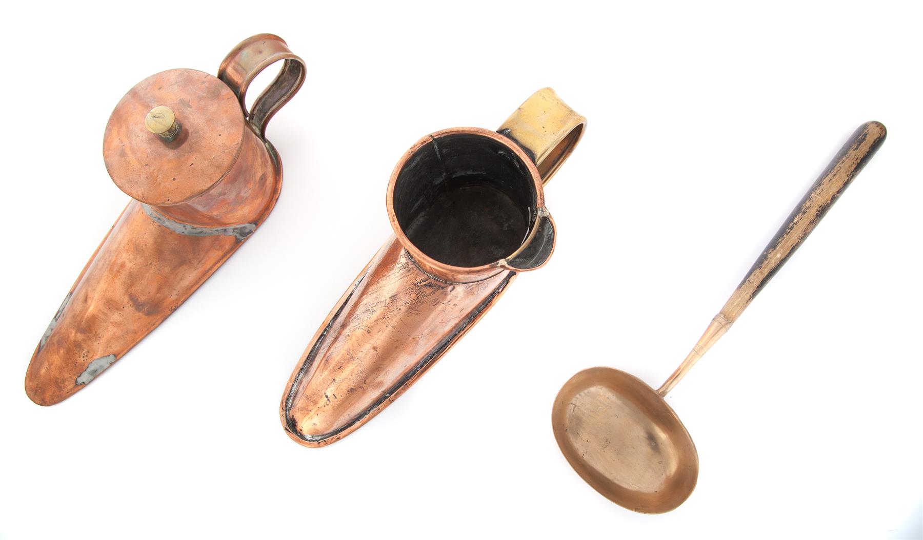 Appraisal: TWO ALE BOOTS AND A LADLE American or English th