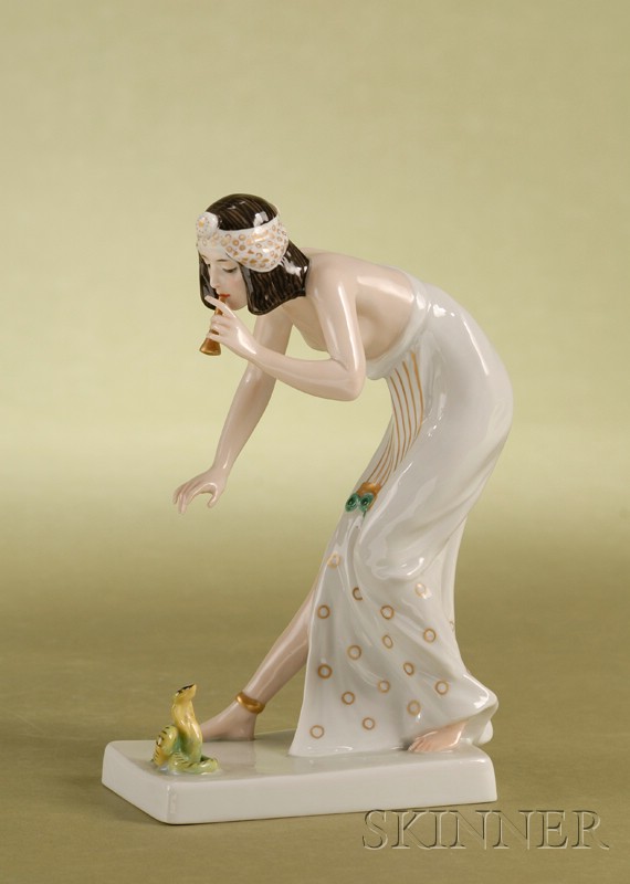 Appraisal: Rosenthal Porcelain Figure of a Snake Charmer Germany c enamel