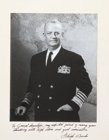 Appraisal: Signed photograph of Burke in Naval uniform in front of