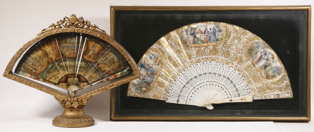 Appraisal: TH C FRENCH LADY'S HAND FAN DISPLAYED IN A SHADOWBOX