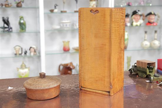 Appraisal: TWO BOXES A curly maple slide lid box with dovetails