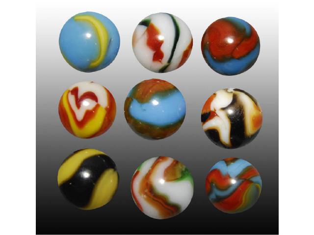 Appraisal: Lot of Assorted Peltier Marbles Description Batman Spiderman Superman Christmas