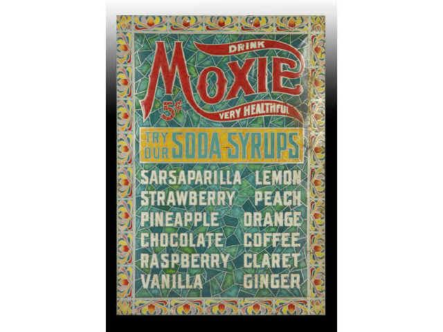 Appraisal: Embossed Tin Moxie Menu Board Description Rare Circa Missing the