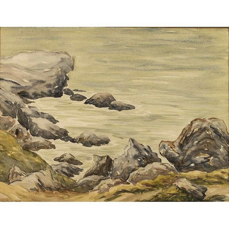 Appraisal: Christine M High Painting Framed watercolor coastal scene Christine Miller