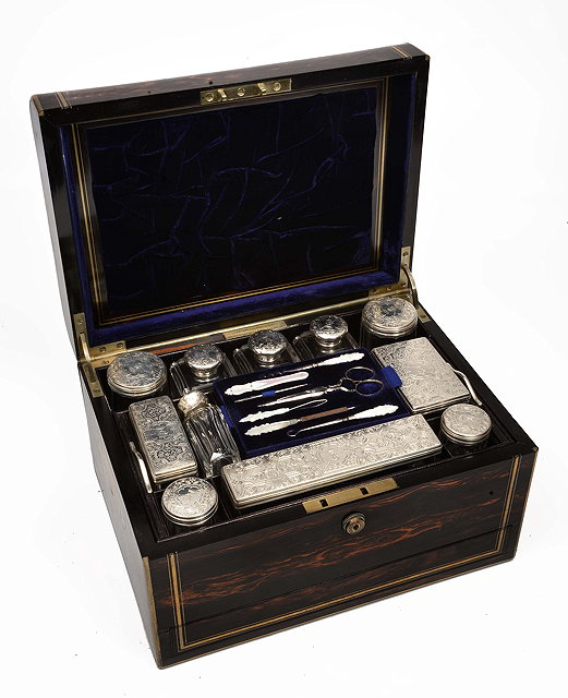 Appraisal: A VICTORIAN COROMANDEL AND BRASS BOUND LADIES DRESSING CASE by