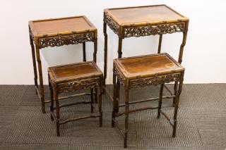 Appraisal: Chinese Hardwood Nesting Tables Chinese Asian hardwood nesting tables early