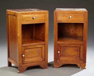 Appraisal: Pair of Art Deco Marble Top Nightstands early t Pair