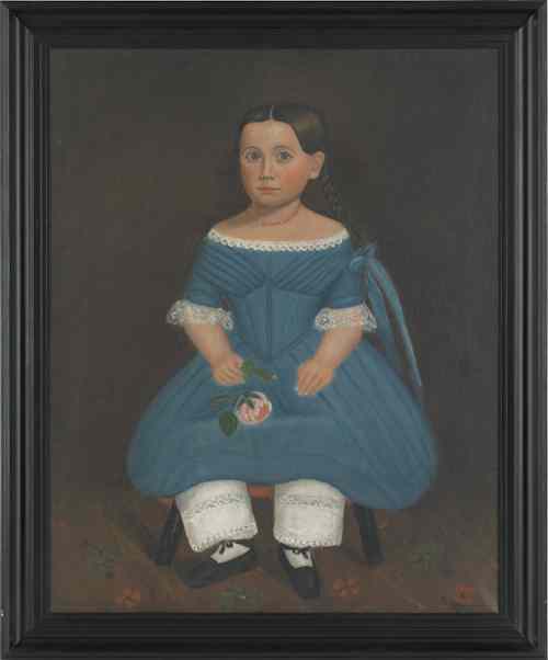 Appraisal: American th c oil on canvas portrait of a little