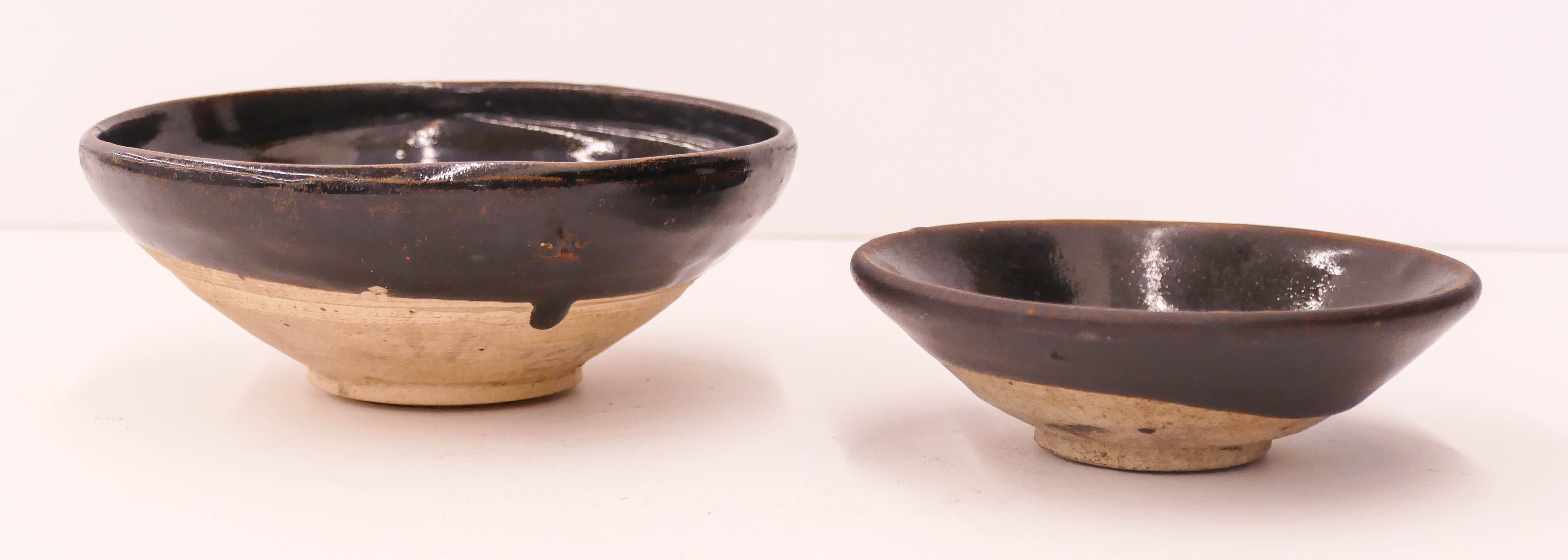 Appraisal: pc Chinese Yuan Cizhou Henan Black Bowls Includes a larger