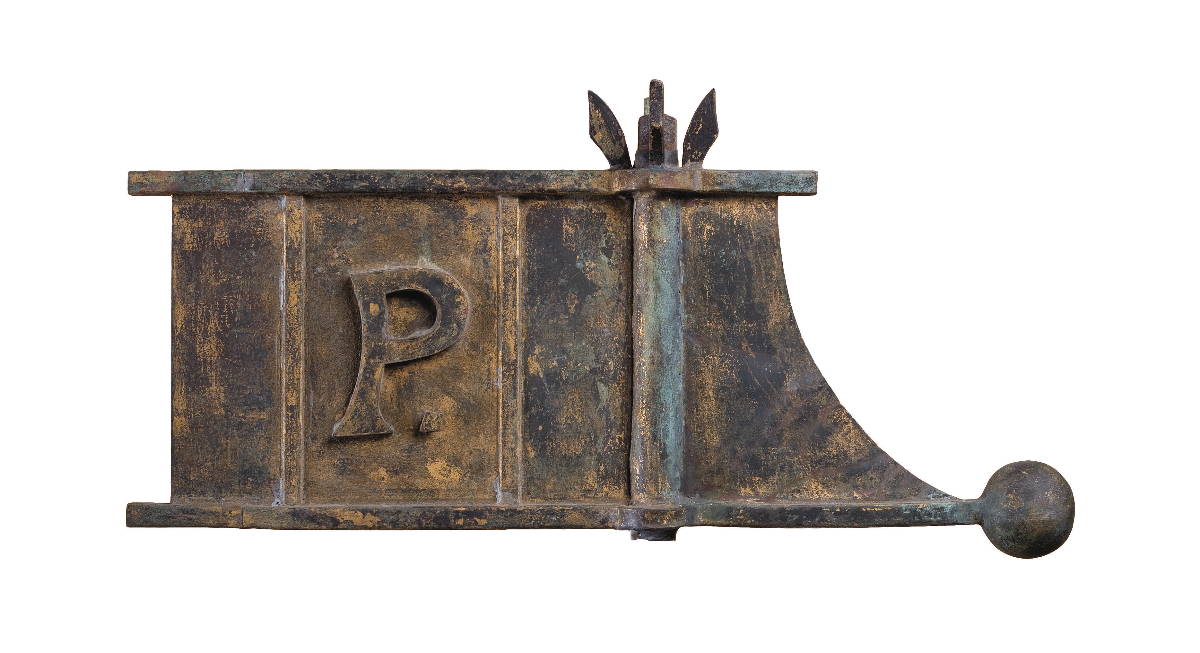 Appraisal: EARLY FORMED SHEET COPPER BANNER WEATHERVANE WITH APPLIED LETTER quot