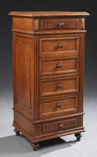 Appraisal: French Henri II Style Carved Walnut Nightstand la French Henri