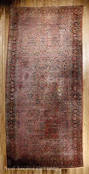 Appraisal: A Large Semi-Antique Persian Sarouk Carpet red blue and cream