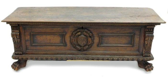 Appraisal: AN ITALIAN BAROQUE WALNUT CASSONE late th early th century