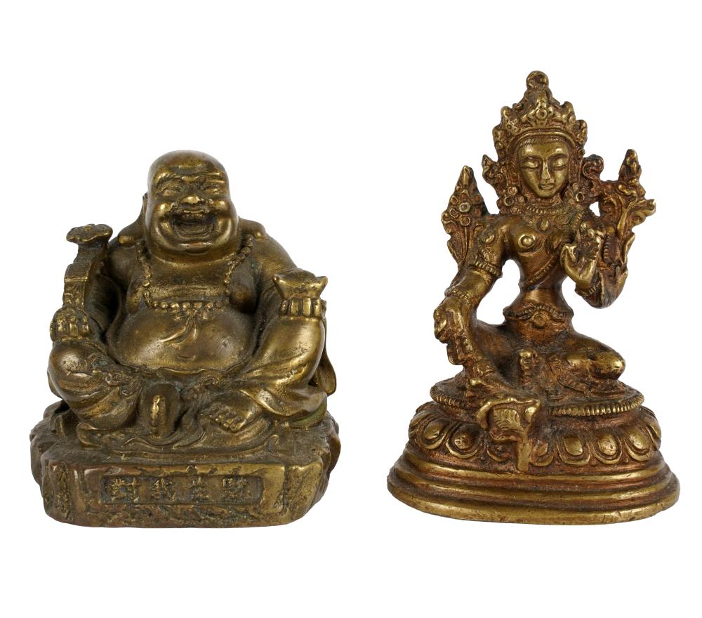 Appraisal: TWO CHINESE BRONZE FIGURES OF DEITIESunmarked inches high the other