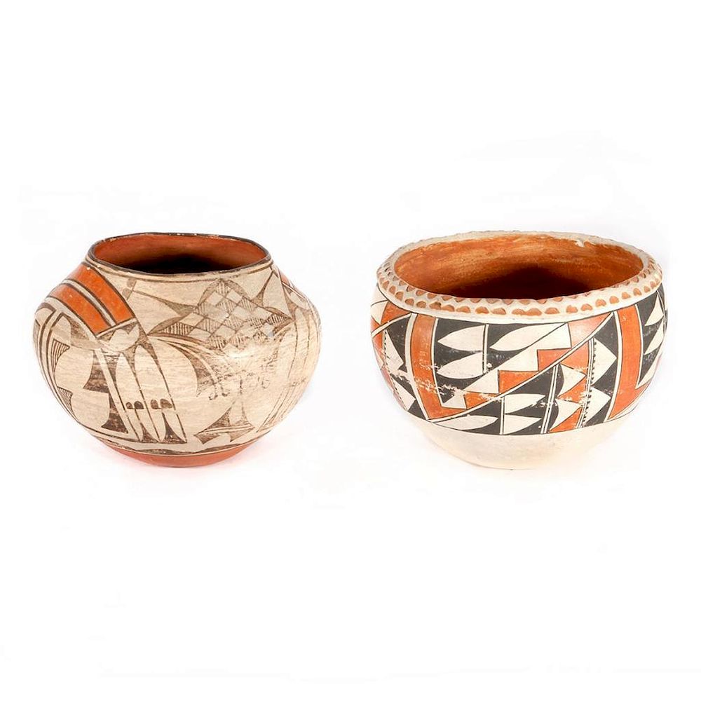 Appraisal: Two Acoma Polychrome Jars Diameter and in