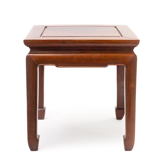 Appraisal: Sale Lot A Huali Wood Side Table having a square