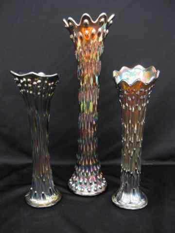 Appraisal: Carnival Glass Vases cobalt amethyst tallest is '' excellent