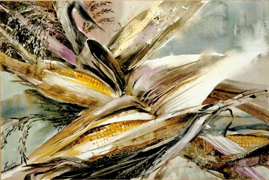 Appraisal: Virginia Fouche Bolton South Carolina - CORN STILL LIFE watercolor