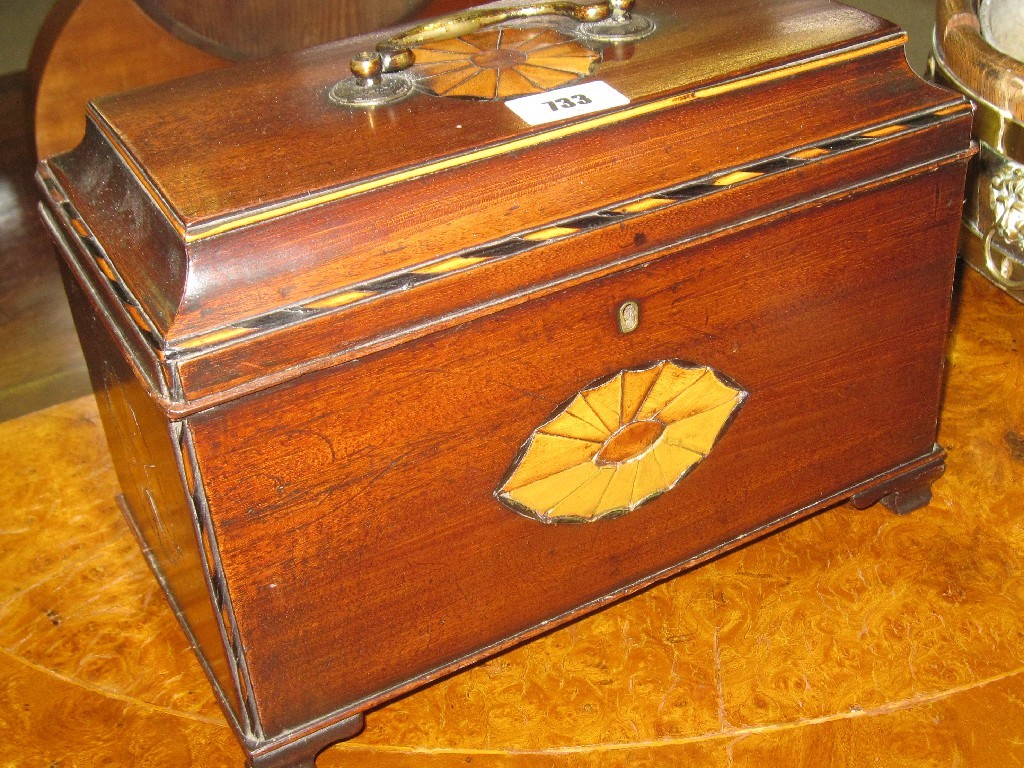 Appraisal: Mahogany and inlaid tea caddy