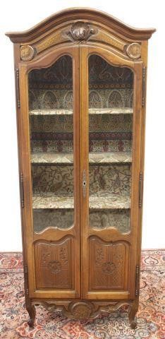 Appraisal: French Louis XV style walnut vitrine th c arched crown