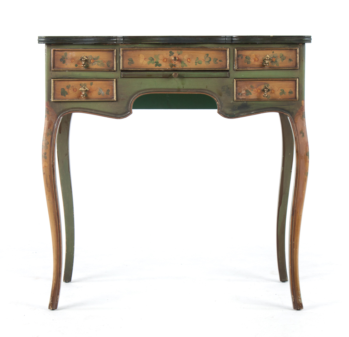 Appraisal: French style painted wood bonheur du jour fitted compartment with