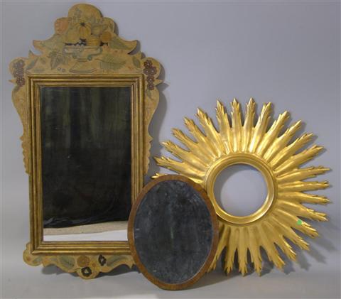 Appraisal: AMERICANA STYLE PAINTED MIRROR TOGETHER WITH A GOLD PAINTED SUNBURST