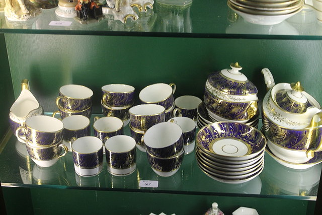 Appraisal: AN EXTENSIVE ENGLISH POSSIBLY COALPORT BLUE AND GILT PART TEA