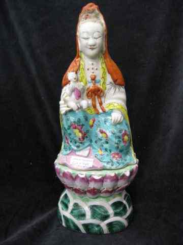 Appraisal: Oriental Figurine of Woman on Lotus Blossom holding a child