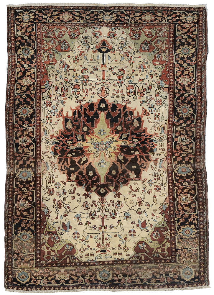 Appraisal: Ferahan Sarouk Rug Persian th century brown central medallion with