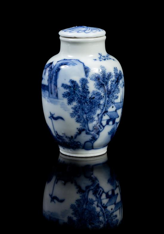 Appraisal: Sale Lot A Blue and White Porcelain Snuff Bottle the