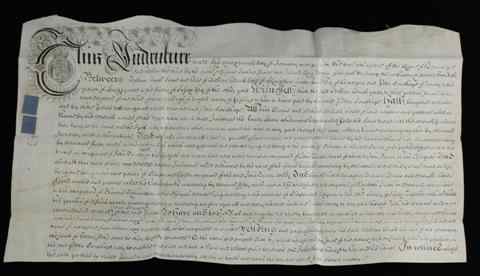 Appraisal: ENGLISH CONTRACT OF INDENTURE CIRCA calligraphy on parchment a contract