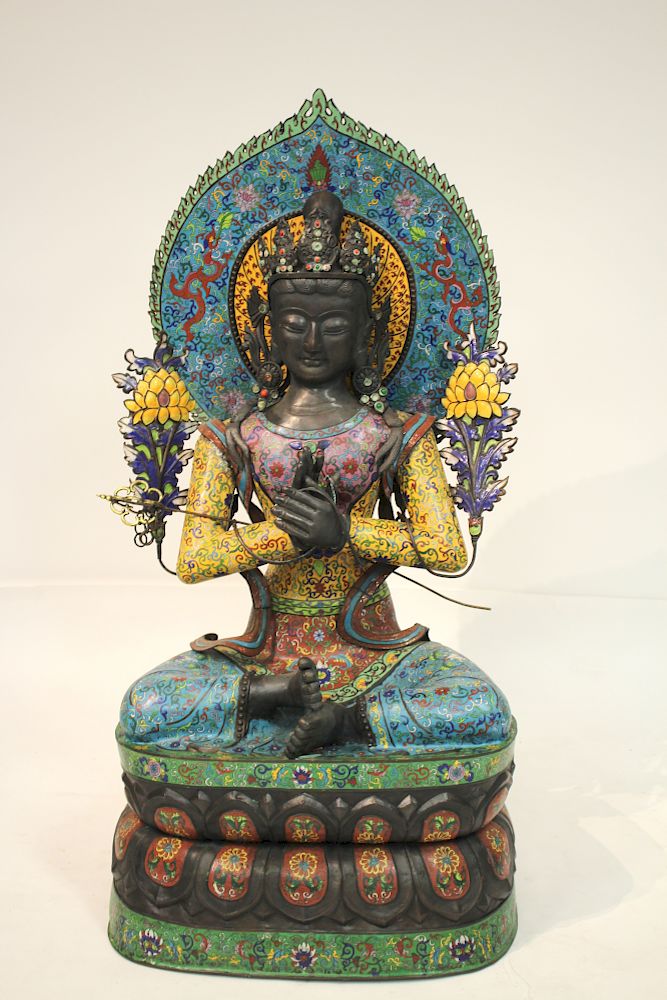 Appraisal: Very Large Chinese Cloisonne Seated Figure On a lotus base