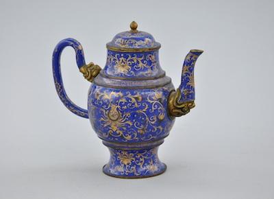 Appraisal: A Continental Brass Enameled Chocolate Pot ca th Century Of