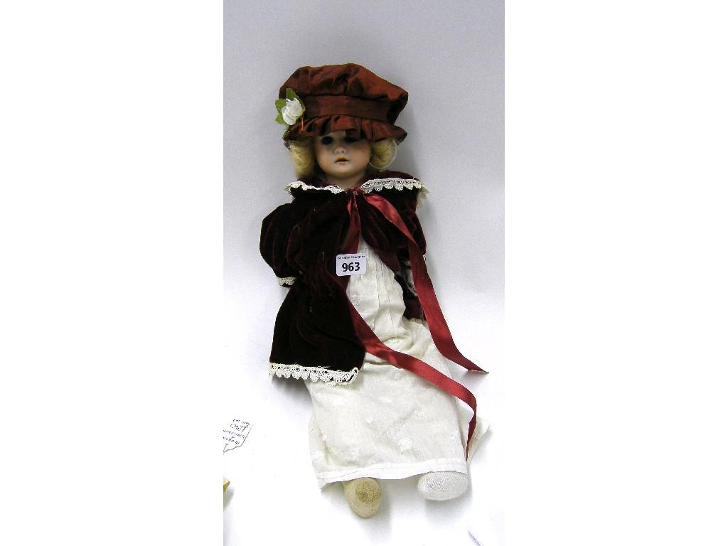 Appraisal: Cuno Otto Dressel bisque headed doll with closing eyes open