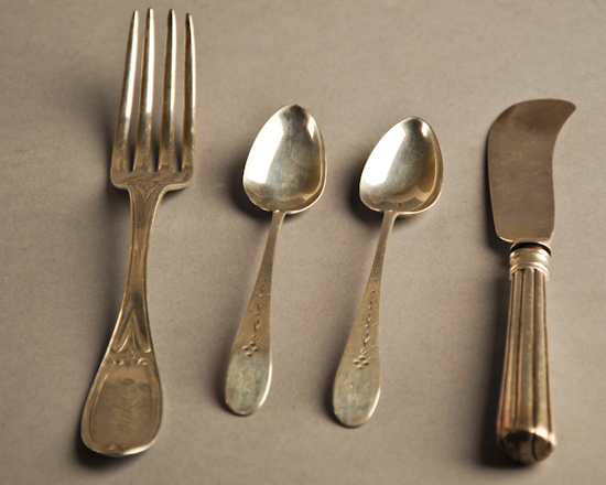 Appraisal: Four Pieces of Albany N Y Coin Silver Flatware two