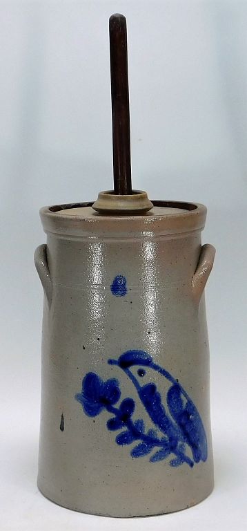 Appraisal: Blue Bird Gallon Stoneware Butter Churn United States th Century