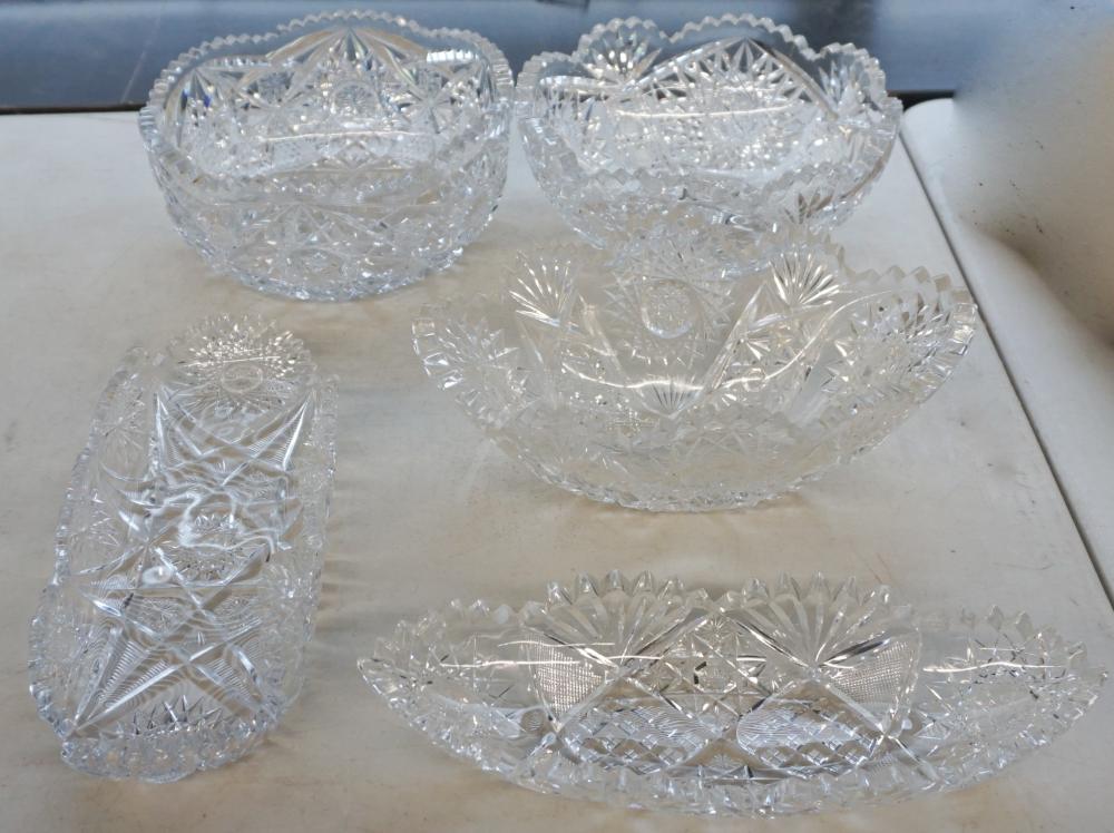 Appraisal: Five Probably American Molded and Brilliant Cut Crystal Bowls D