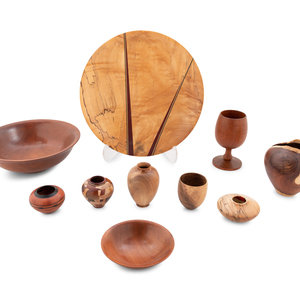 Appraisal: A Group of Fifteen Turned Wood Objects by Ray Allen