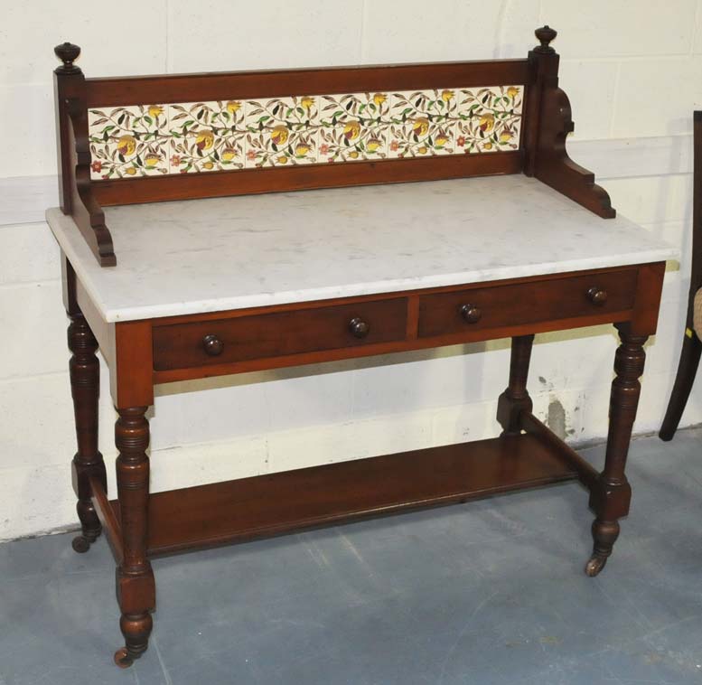 Appraisal: Victorian Tile-Back Washstand with marble top England circa