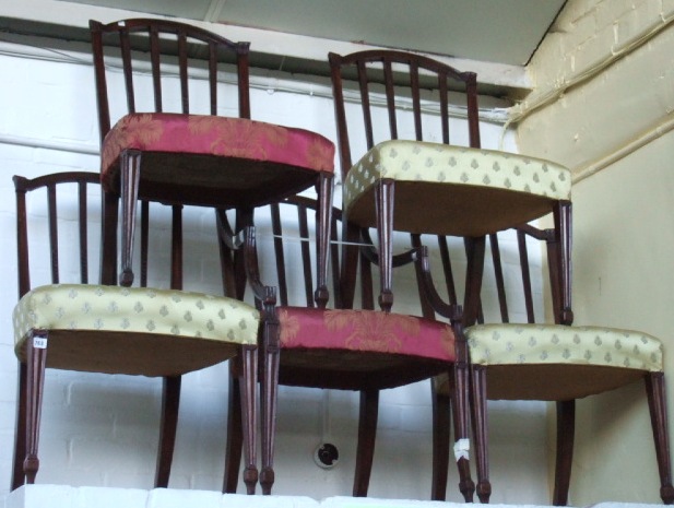 Appraisal: A set of five late th century mahogany dining chairs