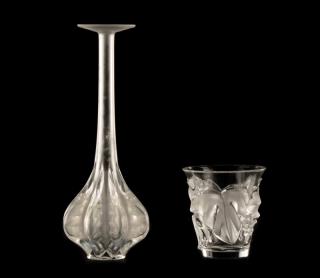 Appraisal: Pcs Lalique Crystal Saumur Vase Claude Vase Lalique French -contemporary