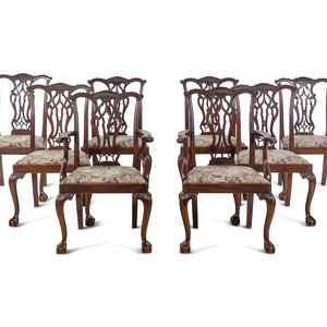 Appraisal: A Set of Eight George III Style Mahogany Dining Chairs