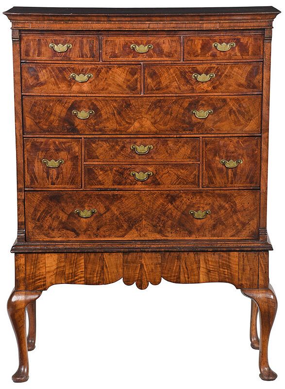 Appraisal: George I Figured Walnut Chest on Frame British early th