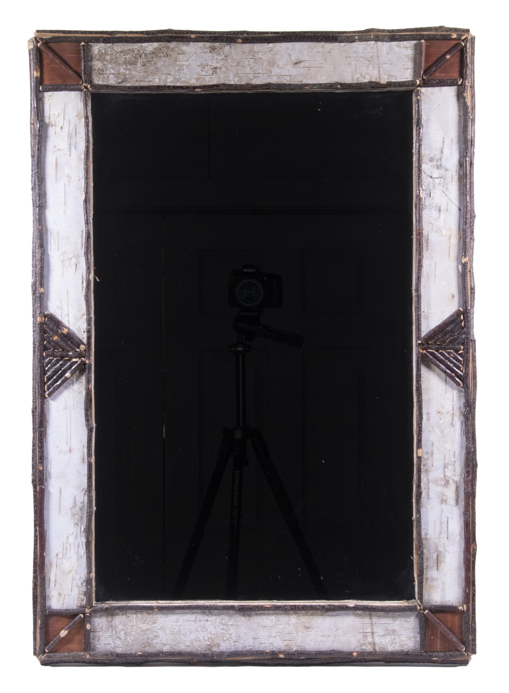 Appraisal: ADIRONDACK STYLE MIRROR Rustic Design Mirror with applied twig and