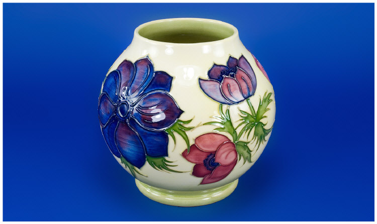 Appraisal: Moorcroft Globular Vase Anemone Range on Yellow Ground Cira -