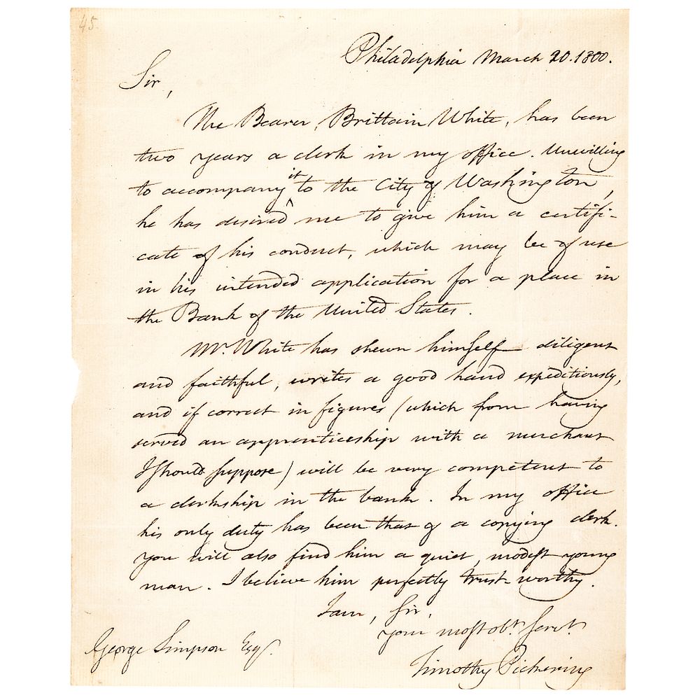 Appraisal: Choice Patriot TIMOTHY PICKERING Autograph Letter Signed at Philadelphia Autographs